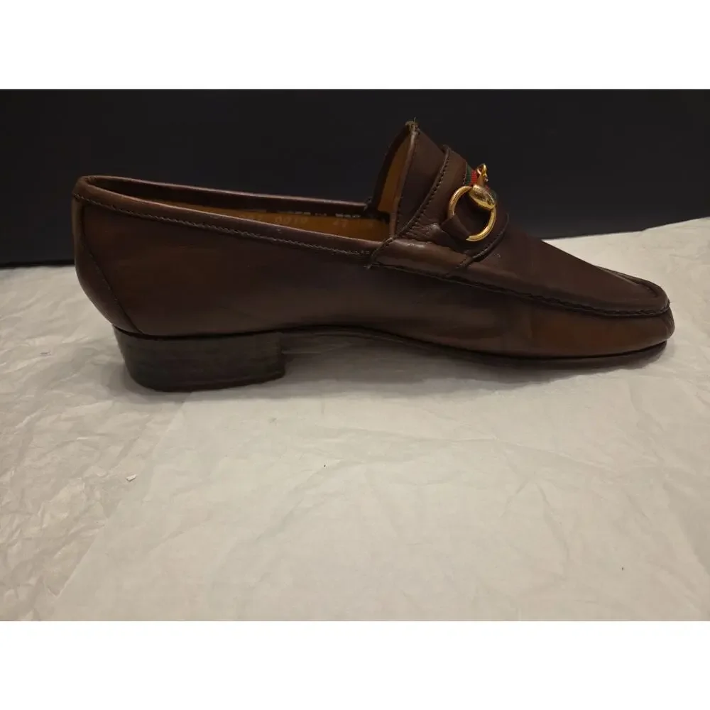 GUCCI 1953 Brown Leather Gold Horsebit Loafer, Sz UK 8, US 8.5 Eu42